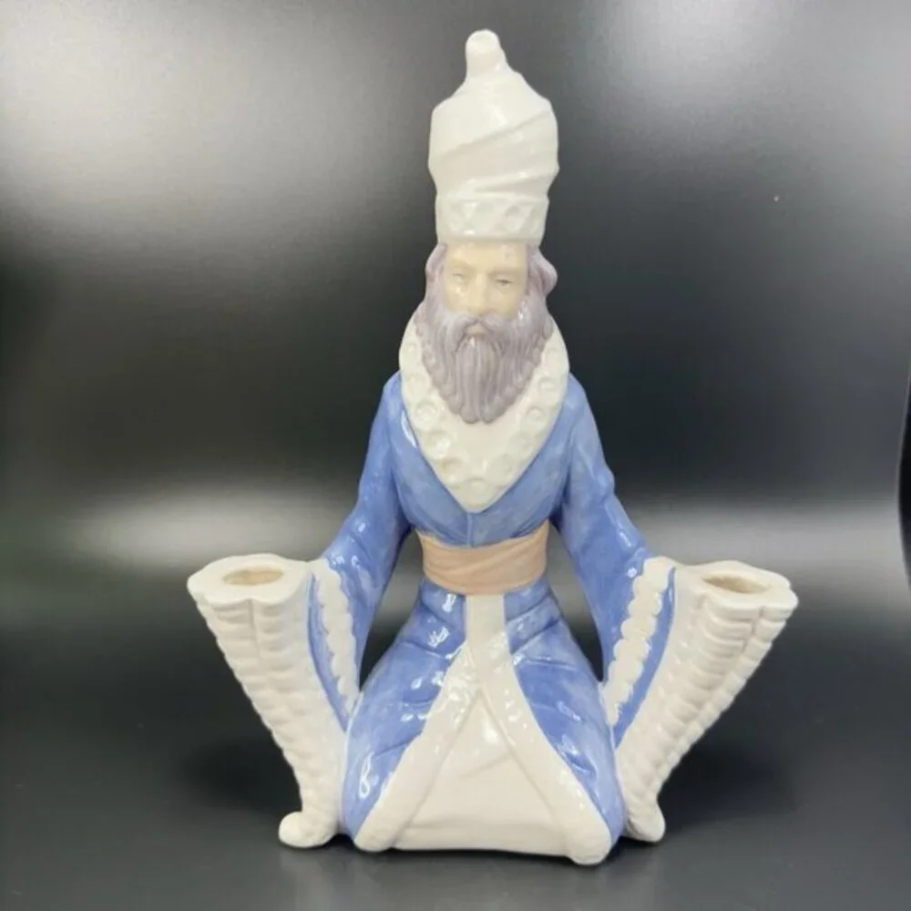 Vintage Wise Men‎ Hand Painted Ceramic Candle Holder Votive Candle Stick Holder